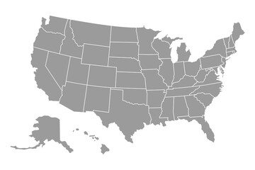 United States of America map. USA Map With Divided States. Outline US map.