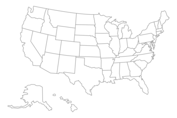 Fotobehang United States of America map. USA Map With Divided States. Outline US map. © POKPAK