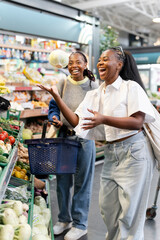 Young women grocery shopping together