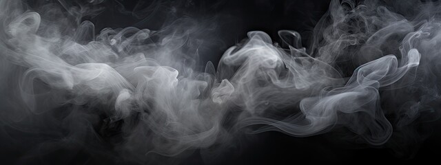 texture of soft transparent white smoke on a black backdrop