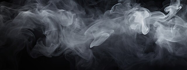 texture of soft transparent white smoke on a black backdrop