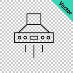 Black line Kitchen extractor fan icon isolated on transparent background. Cooker hood. Kitchen exhaust. Household appliance. Vector