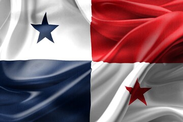3D-Illustration of a Panama flag - realistic waving fabric flag