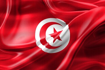 Obraz premium 3D-Illustration of a Tunisia flag - realistic waving fabric flag