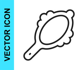 Black line Magic hand mirror icon isolated on white background. Vector