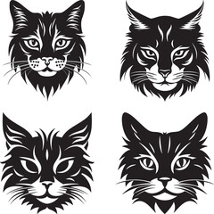 Cat Logo silhouette Set, Cat Icon Set Isolated on White Background Vector Design