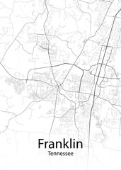 Franklin Tennessee minimalist map - obrazy, fototapety, plakaty