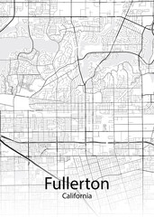 Fullerton California minimalist map