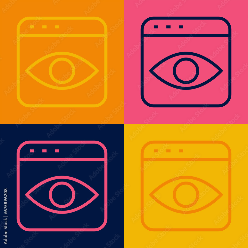 Poster pop art line personal information collection icon isolated on color background. collection of person