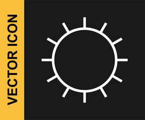 White line Sun icon isolated on black background. Vector