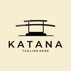 samurai Katana  vintage Logo Vector Vintage Illustration Design