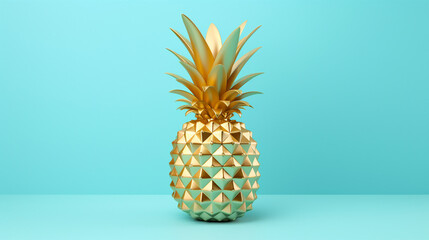 Pineapple Yellow Gold 3D Rendering Illustration Tropical Fruit Art Concept Design