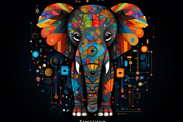 Artistic digital elephant with intricate patterns

