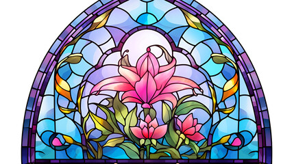 stained glass window with flowers