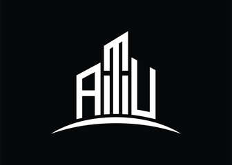 Letter ATU building vector monogram logo design template. Building Shape ATU logo.