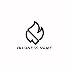 logo design line combine fire and ice