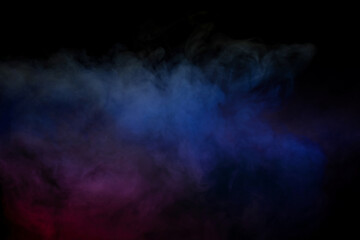 Blue and purple steam on a black background.