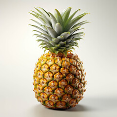 Tropical Delight: A Ripe Pineapple on a White Background