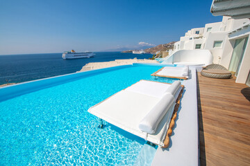 Pool view at Mykonos Island, Greece