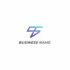 design logo creative bolt and letter T