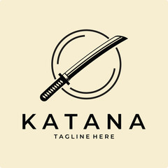 samurai Katana simple Logo Vector Illustration Design