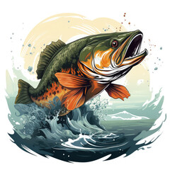 Watercolor Fishing artwork Illustration, Generative Ai - obrazy, fototapety, plakaty