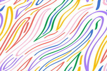 Obraz premium Colorful squiggles of doodle seamless pattern. Creative minimalist style art background, trendy design with organic shapes. Modern abstract color backdrop