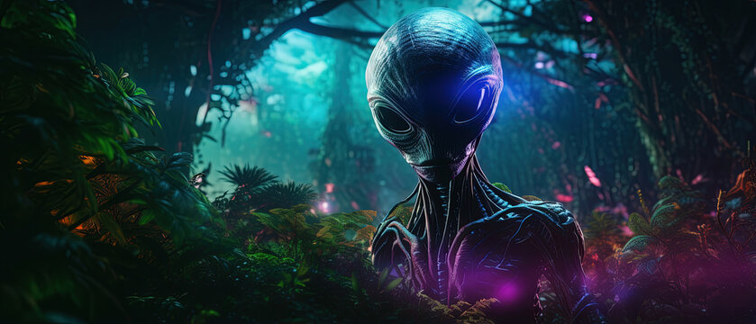 Extraterrestrial Encounter: A Vibrant and Stunning Alien, Perfect for Screensavers and Desktop Backgrounds