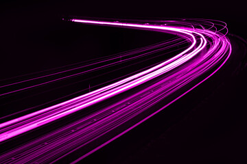 Fototapeta na wymiar violet car lights at night. long exposure