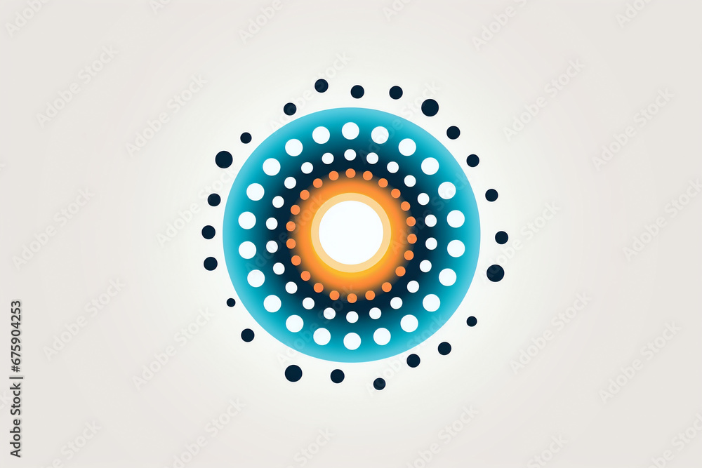 Poster abstract blue and orange circular pattern with dots