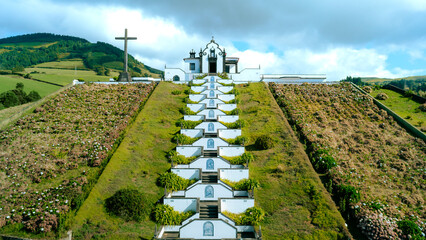 The small chapel Ermida de Nossa Senhora da Paz on the Portuguese island of São Miguel in the...