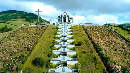 Foto op Canvas The small chapel Ermida de Nossa Senhora da Paz on the Portuguese island of São Miguel in the Azores © Foto-Jagla.de
