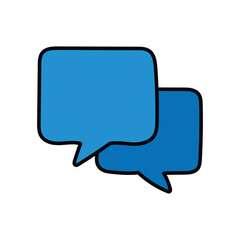 Hand-drawn cartoon doodle speech bubbles icon on a white background.