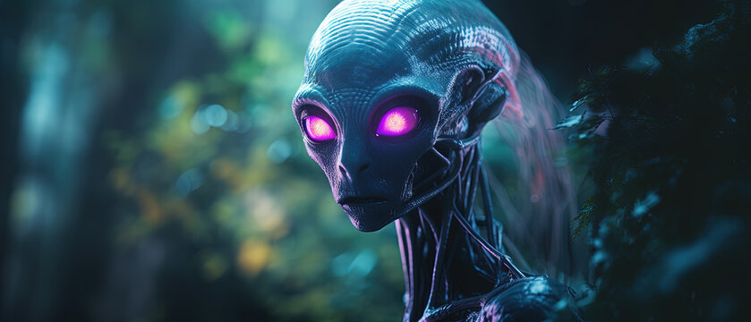 Extraterrestrial Encounter: A Vibrant and Stunning Alien Vision, Perfect for Screensavers and Desktop Backgrounds	
