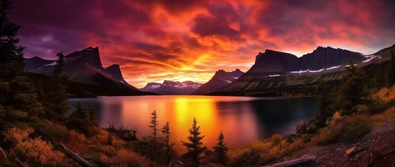 Fotobehang Sunset over Glacier National Park, Montana, United States of America © Rudsaphon