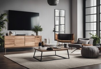Loft interior design of modern living room with tv