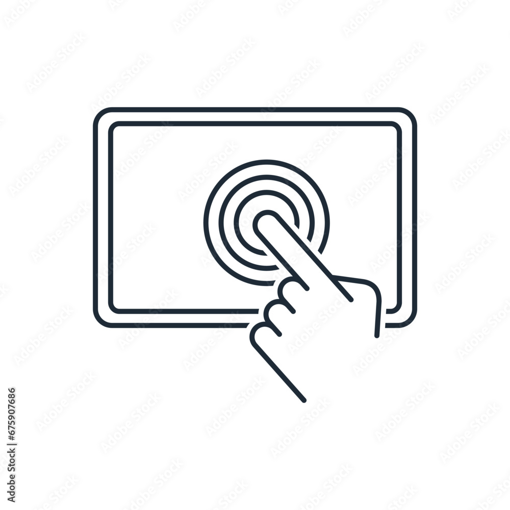 Poster digital control, interaction. vector linear illustration icon isolated on white background.