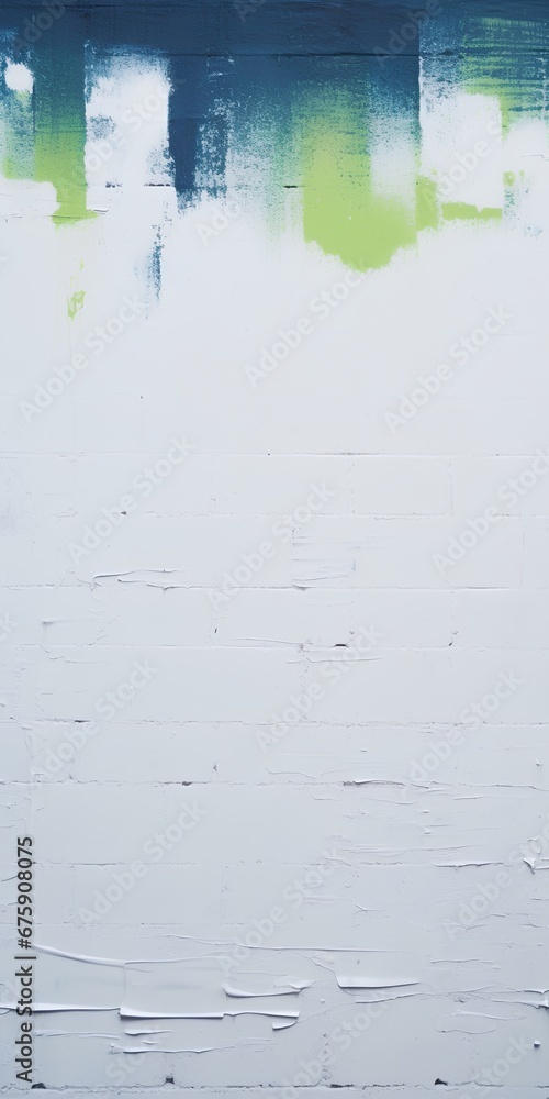 Poster a paint stroke is artistically smeared across a rough, concrete block wall. the image is presented i