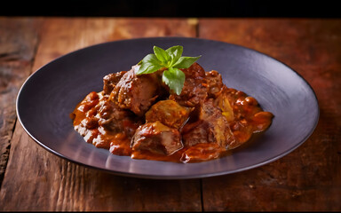 Capture the essence of Beef Rendang in a mouthwatering food photography shot Generative AI