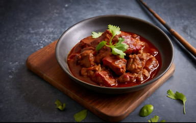 Capture the essence of Beef Rendang in a mouthwatering food photography shot Generative AI