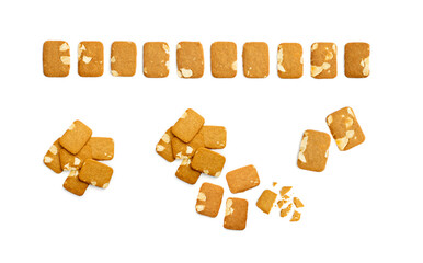 Ginger Snap Isolated, Rectangular Ginger Nut, Biscuit Square Cookies