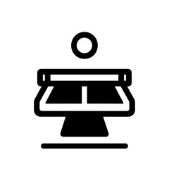 Table tennis table icon. Black silhouette of a table tennis table or ping pong.