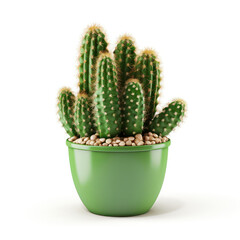 Cactus Plant in Pot Isolated on Clean White Background