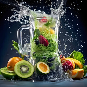 blending fruit. AI generated.