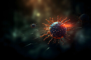 virus on the microscope, virus and human immune system