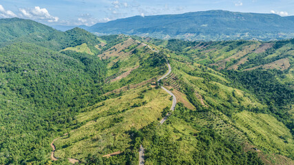 Road on a mountain ridge in Thailand