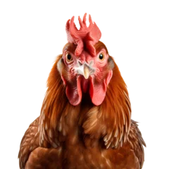 Fotobehang Portrait of a chicken isolated on white background cutout © The Stock Guy