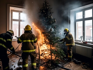 Burning christmas tree