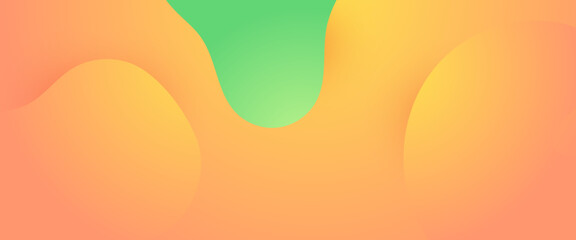 Orange and green minimalist simple banner with shapes - obrazy, fototapety, plakaty