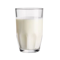 Zelfklevend Fotobehang a glass of fresh milk isolated on a transparent background, a refreshment breakfast drink glass image PNG © graphicbeezstock
